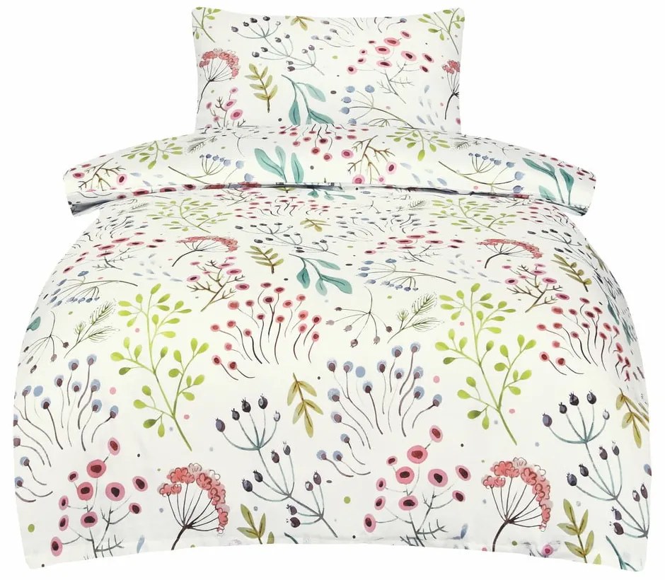 Biancheria da letto bianca in raso di cotone per letto singolo 140x200 cm Jasmine – My House