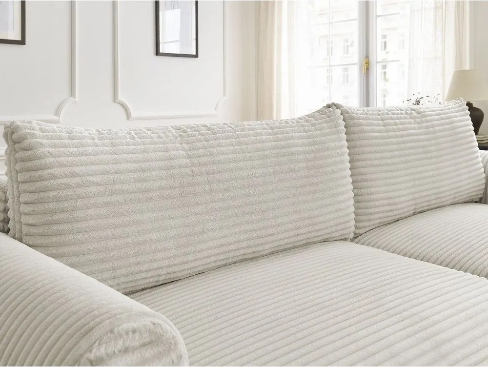 Divano angolare color crema allungabile (con penisola a destra) con rivestimento in velluto a coste Lucien – Bobochic Paris