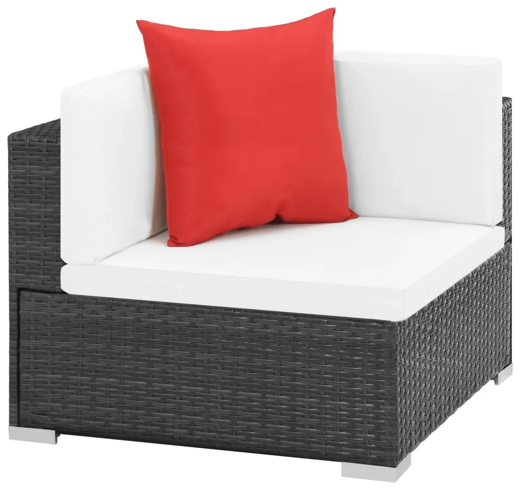 Set divani da giardino 7 pz con cuscini in polyrattan nero