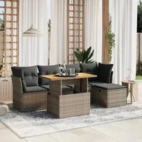 Set Divano da Giardino 6 pz con Cuscini Grigio in Polyrattan 3275468