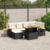 Set Divani da Giardino con Cuscini 7pz Nero Polyrattan 3273618