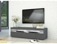 Mobile da soggiorno Porta TV, Made in Italy, Supporto per TV a 1 anta, Credenza da salotto, cm 130x45h36, Grigio Cenere, con luce LED bianca