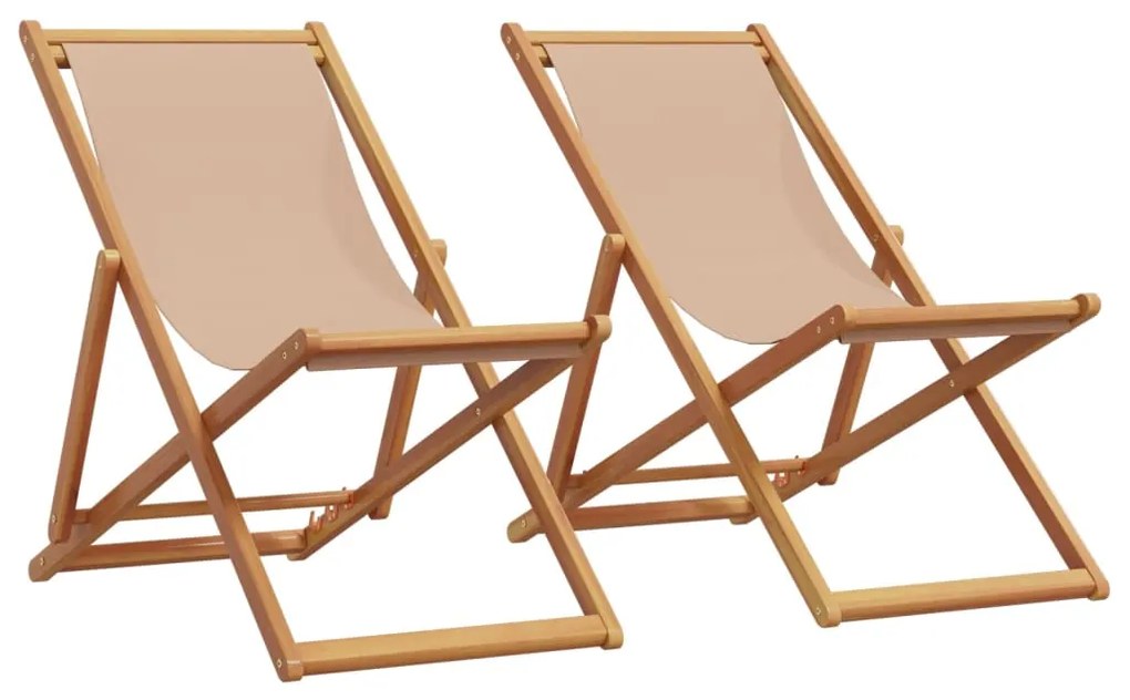 Sedie Da Spiaggia Pieghevoli 2 Pz Tortora İn Tessuto E Legno /