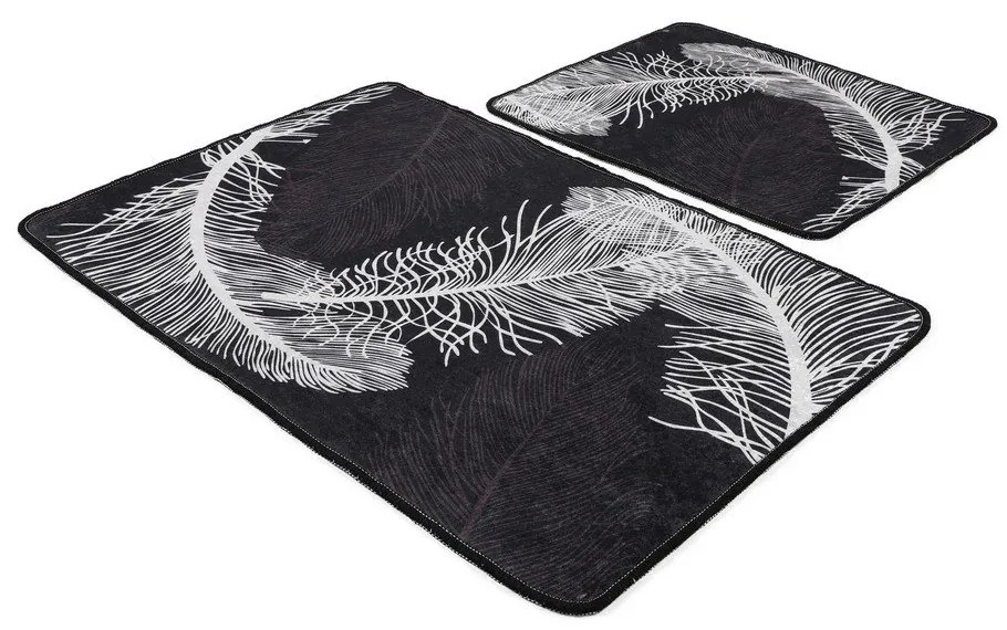 Set di tappetini per il bagno color antracite 2 pz 60x100 cm Alisan – Foutastic