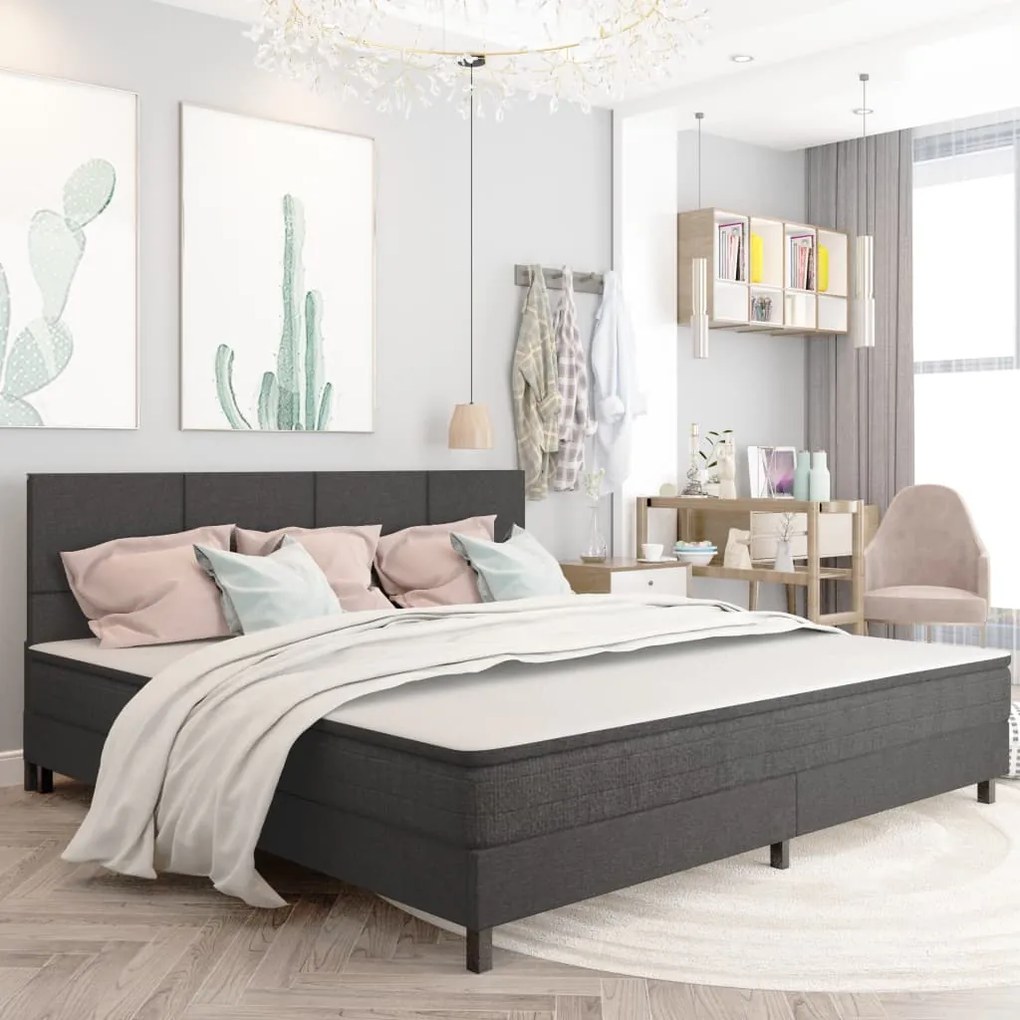 Letto A Molle Grigio Scuro İn Tessuto 200x200 Cm /