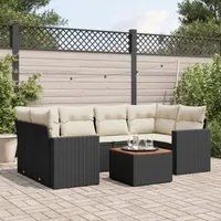 Set Divani da Giardino con Cuscini 7pz Nero Polyrattan 3224019