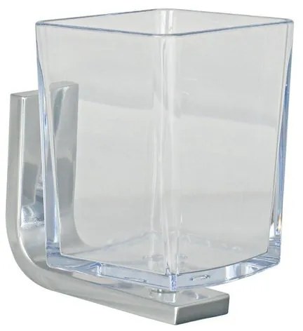 Porta spazzolini Materia in pvc in vetro con profili cromo lucido