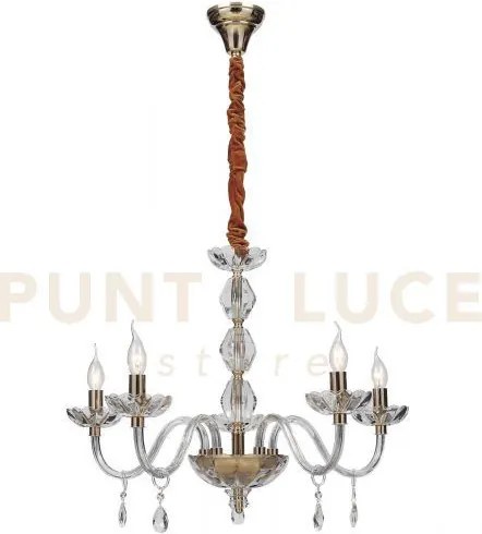 Lampadario riflesso oro 5 luci attacco e14 70x190cm decorato in cri...