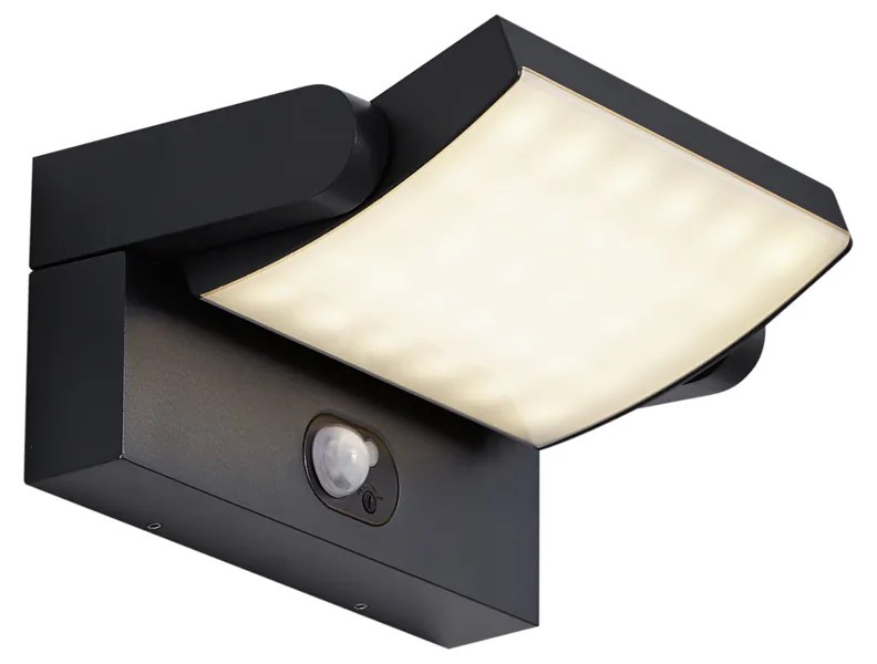 Lampada da parete per esterni nera con LED IP54 con sensore di movimento solare - Judge