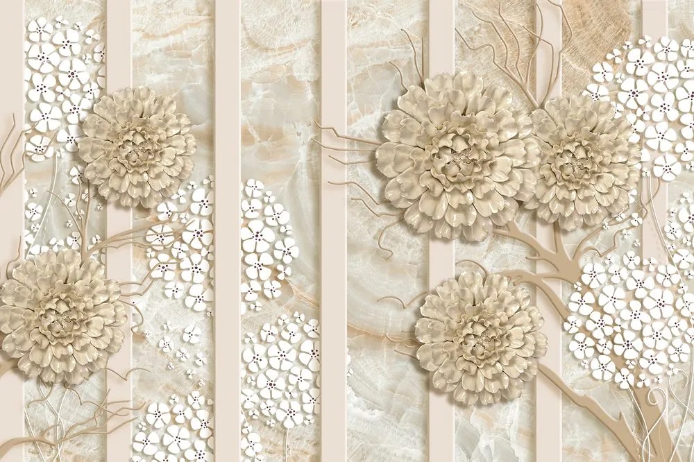 Carta da parati – Fiori astratti su marmo
