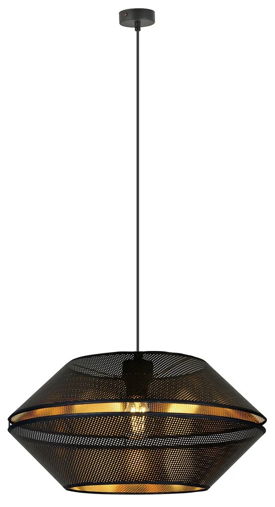 Sospensione Contemporanea 1 Luce Enea In Metallo Nero E Oro