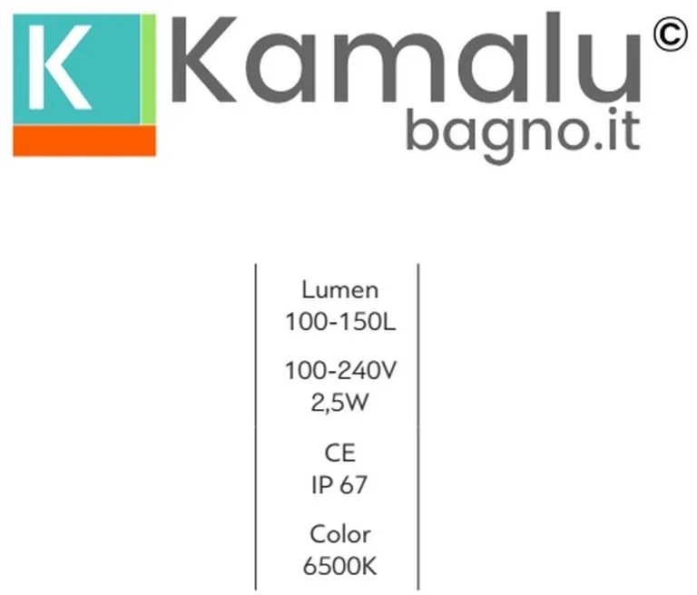 Kamalu - Soffione doccia incasso soffitto in acciaio con luci led | KAM-DIANA