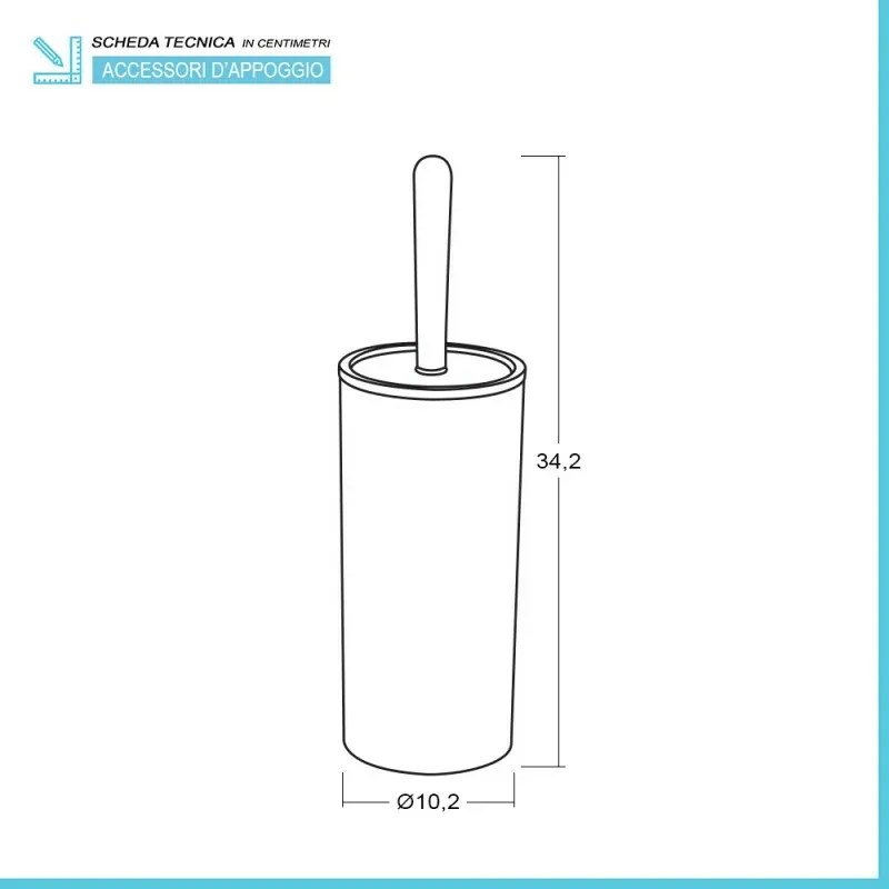 Portascopino wc Grigio dettagli effetto legno serie Blob