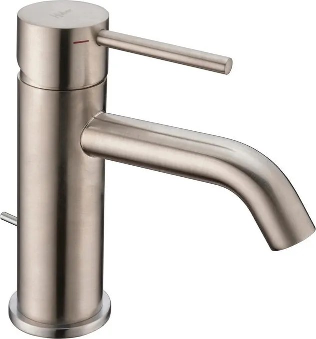 Rubinetto per lavabo a canna bassa getto laminare cristallino TAYRONA nichel satinato HUBER H 16.4 cm