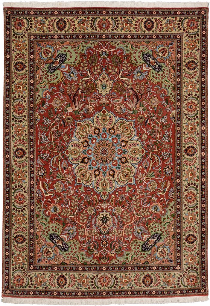 Tabriz Tappeto persiano 150 x 210 Marrone (Iran) Annodato A Mano