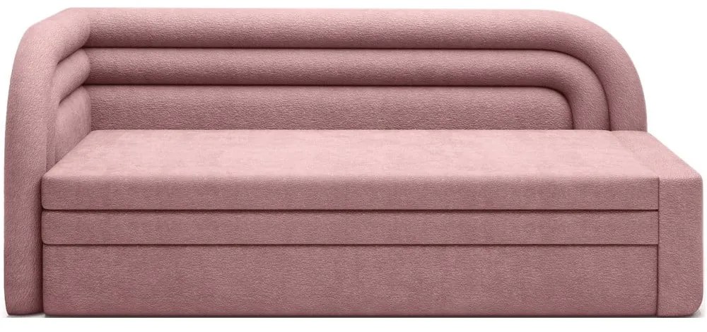 Divano rosa allungabile/con contenitore con penisola a sinistra e rivestimento in ciniglia 223 cm Fabillo – ELTAP