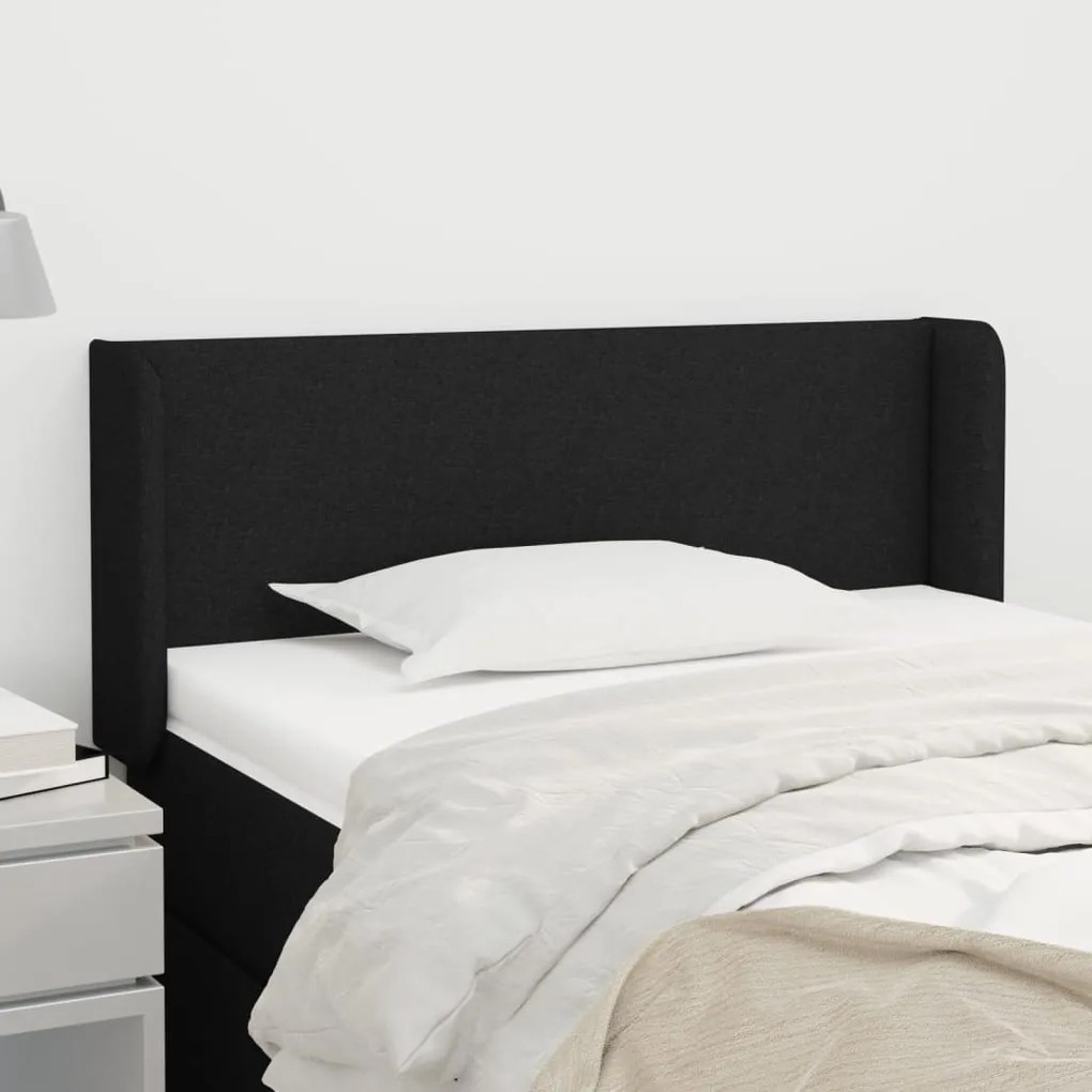Testiera Ad Orecchio Nera 103x16x78/88 Cm İn Tessuto /