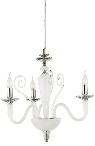 Lampada a sospensione DEBUSSY in vetro lavorato a mano 50 cm Bianco Satinato 3 LUCI