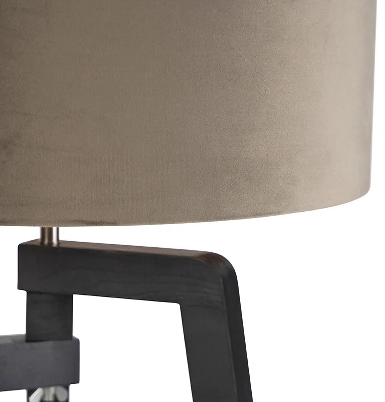 Lampada da terra treppiede nera con paralume color tortora e oro 50 cm - Puros