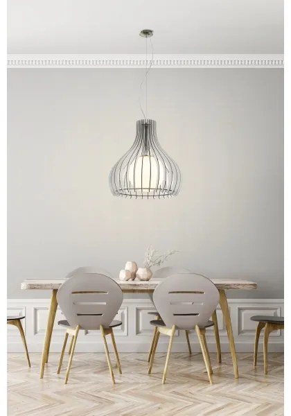 Eglo 96211 - Lampadario sospeso su cavo TINDORI 1xE27/60W/230V Ø 50 cm bianco