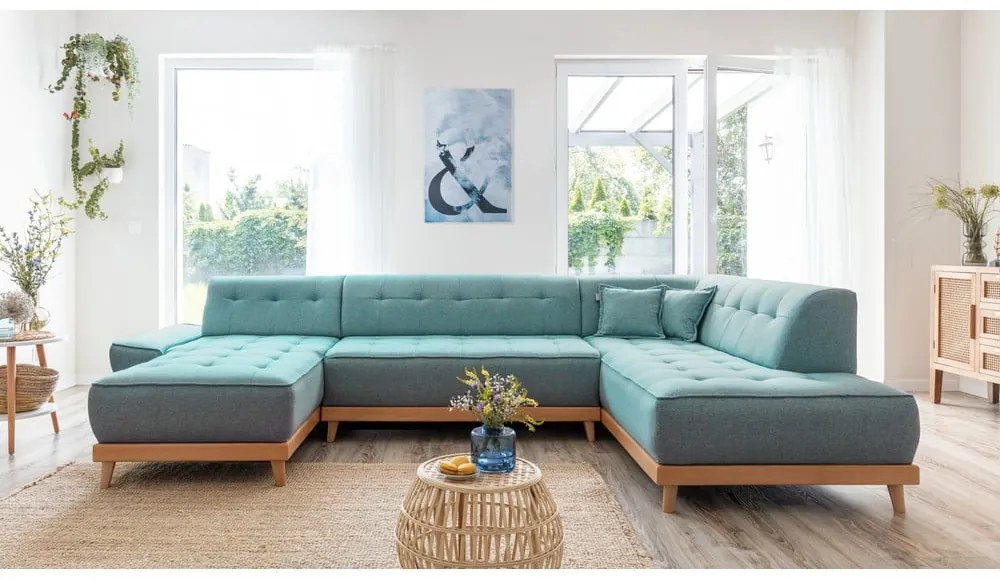 Divano letto angolare turchese (angolo destro/"U") Dazzling Daisy - Miuform