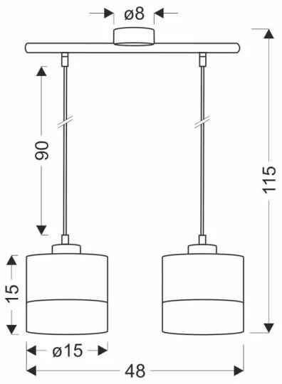 Lampadario a sospensione con filo PORTO 2xE27/60W/230V nero/marrone