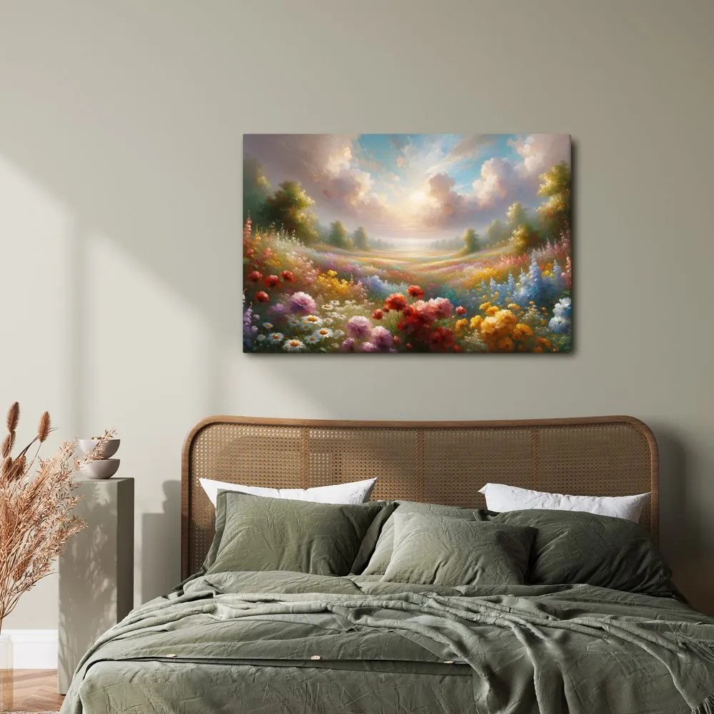 Quadro su tela – Campo di fiori romantico