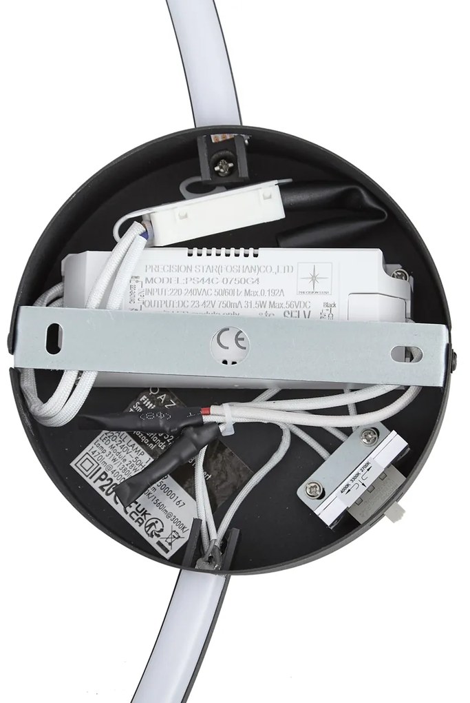 Lampada da parete di design nera 67 cm con LED integrato dimmerabile a 3 fasi - Anello