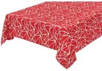 Tovaglia Antimacchia Cucina 135x135 cm Astratta Bordata Cotone Plastificato Copritavolo Rosso