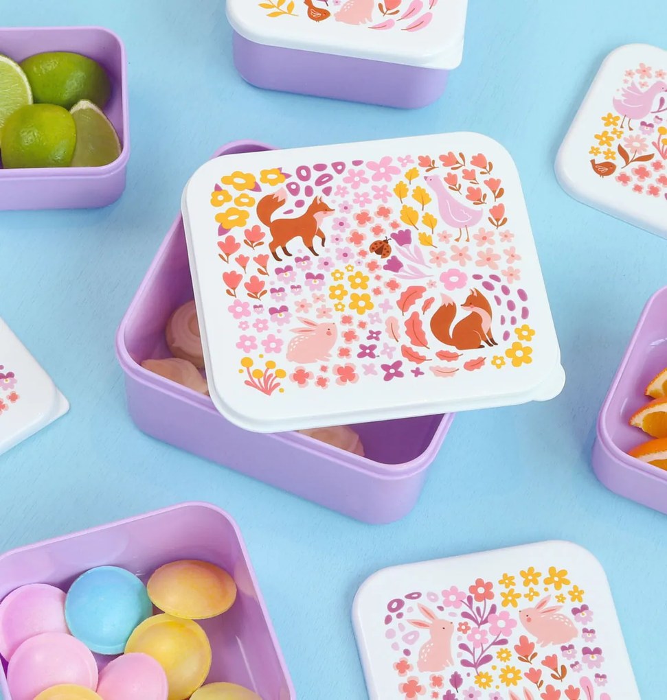 A Little Lovely Company - set di quattro scatole merenda - giardino fiorito