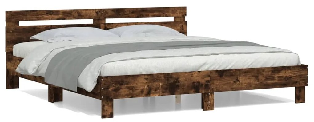 Giroletto Con Testiera Rovere Fumo 160x200 Cm Legno Multistrato /