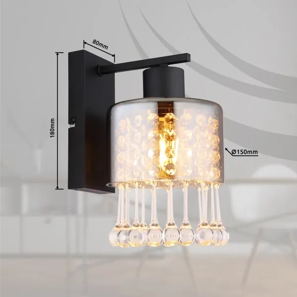 Globo 15884W - Applique HENDRY 1xE27/60W/230V nero