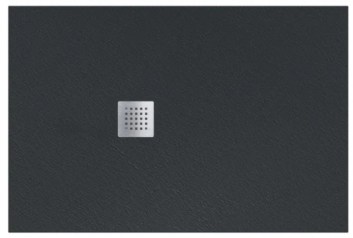Piatto doccia SANYCCES in resina Strato nero L 110 x L 80 x H 2.7 cm opaco effetto pietra