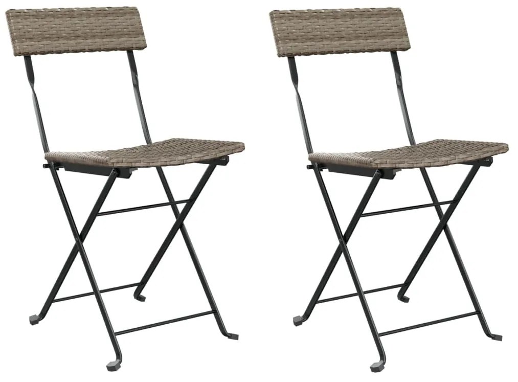 Sedie pieghevoli da bistrò 2 pz grigie polyrattan e acciaio