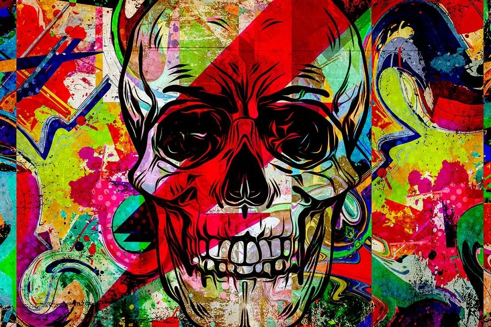 Carta da parati – Teschio in stile graffiti