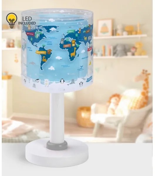 Dalber 40671 - Lampada da tavolo LED per bambini WORLD 1xG4/4W/230V blu