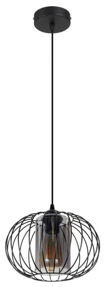 Lampadario a sospensione con filo CORRINI 1xE27/60W/230V diametro 25 cm nero/grigio