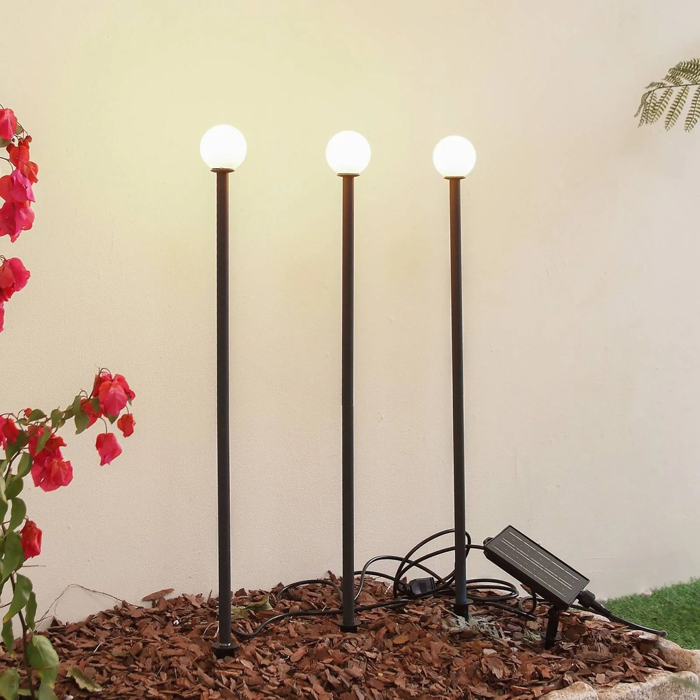 Lampada LED solare Freydis di Lindby, set di 3, nero, 2.000 K