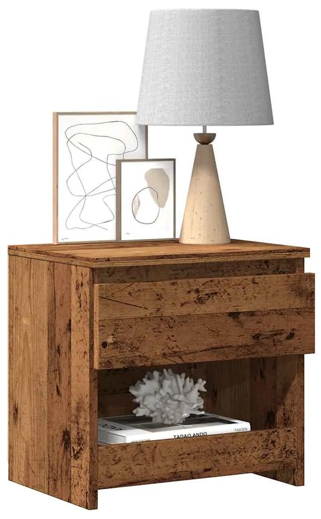 Comodini 2 Pz Legno Antico 40x30x39 Cm İn Legno Multistrato /