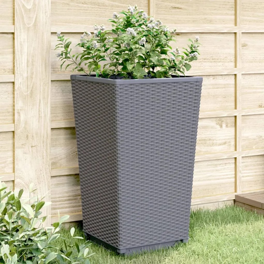 Fioriere Da Giardino 4 Pz Grigio Blu 32,5x32,5x57 Cm İn Pp /