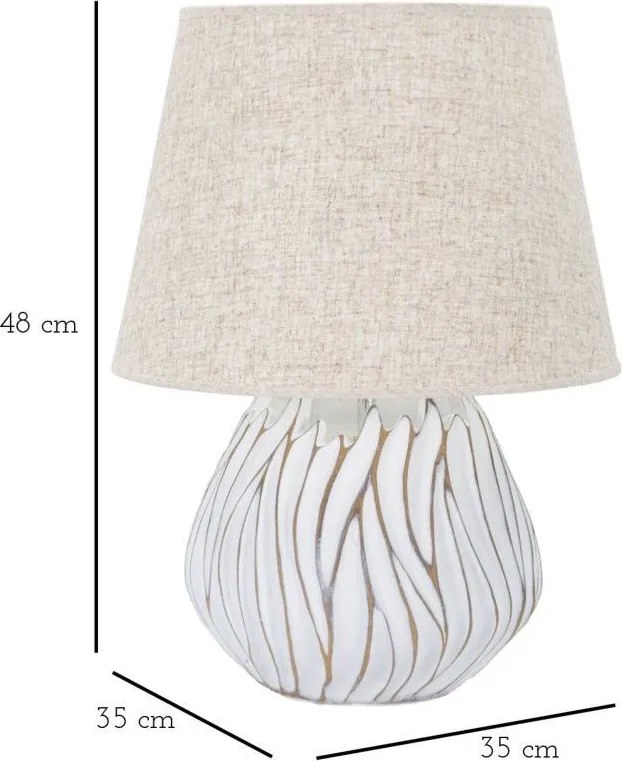 Lampada da tavolo beige con paralume in tessuto (altezza totale 48 cm) Honduras – Mauro Ferretti