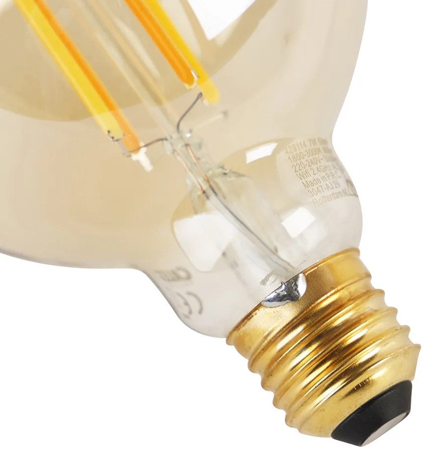 Set di 3 lampadine LED intelligenti E27 dimmerabili con luce calda G95 Goldline 7W 806lm 1800K - 3000K