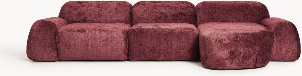 Divano angolare componibile 4 posti in teddy bouclé Wolke