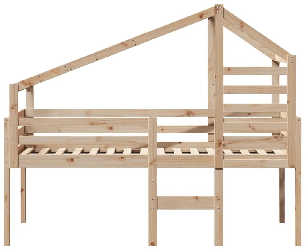 Letto a soppalco con tetto 90x190 cm legno massello di pino