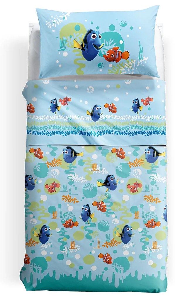 Set Lenzuola Copriletto Singolo Nemo&dory Disney, in cotone