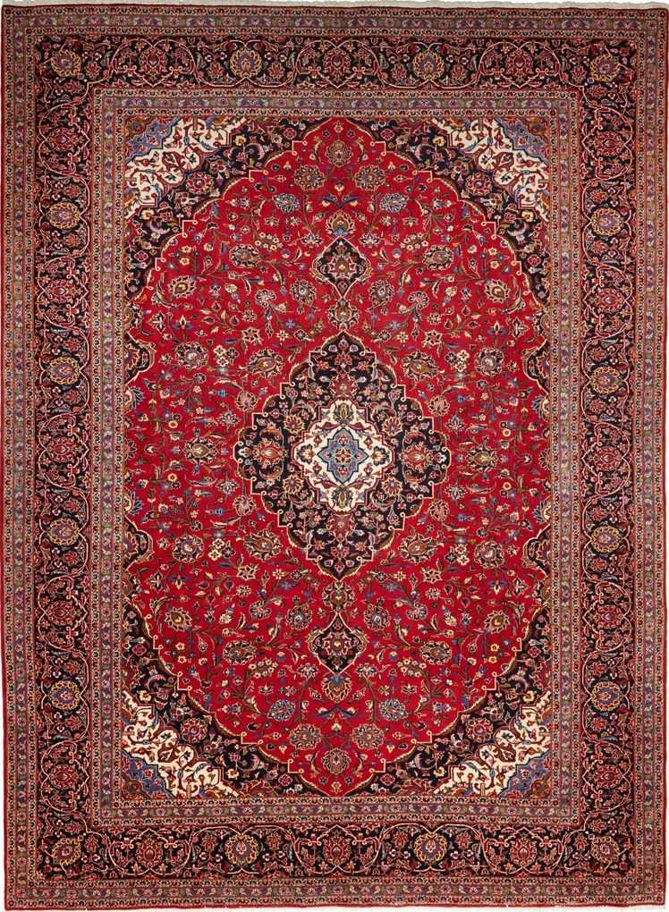 Kashan Tappeto 290 x 400 Rosso (Iran) Annodato A Mano