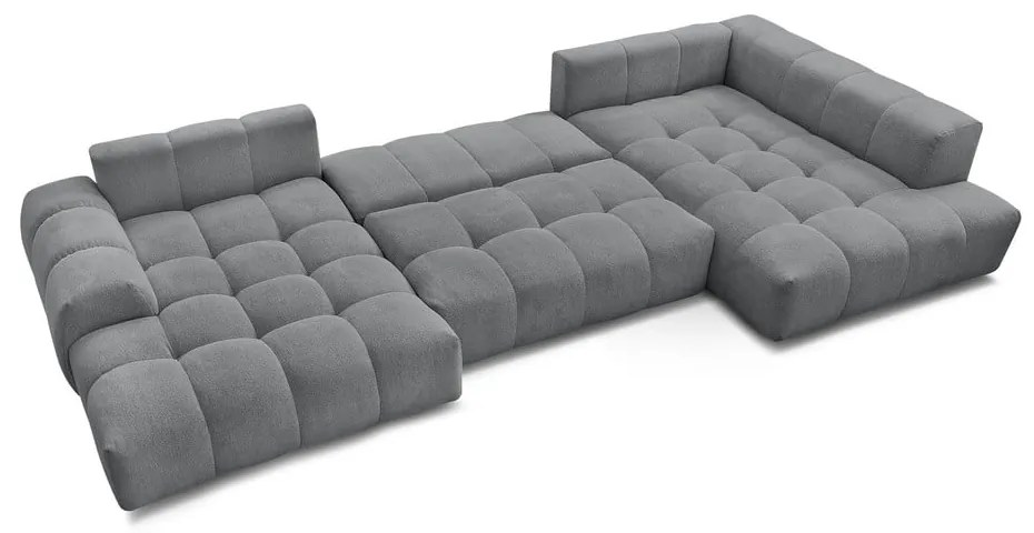 Divano angolare grigio scuro allungabile e con contenitore (penisola a destra/a U) con rivestimento in ciniglia Everest – Bobochic Paris