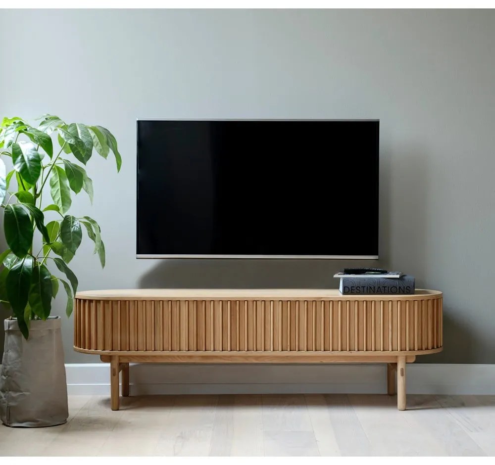 Tavolo TV in rovere di colore naturale 160x48 cm Carno - Unique Furniture
