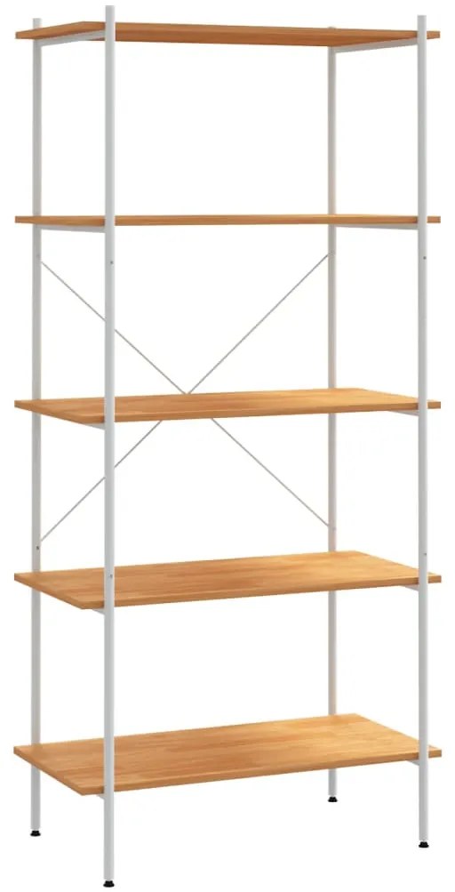 Scaffale con 5 mensole nero e rovere 80x40x163 cm