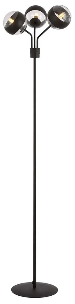 Piantana Moderno Orione Acciaio Nero Trasparente 3 Luci E14 Ip20